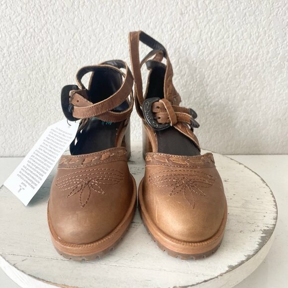 Lane Boots Womens Western Heels 7 Brown Casual Sandals Cowgirl Leather Buckle - Picture 5 of 10